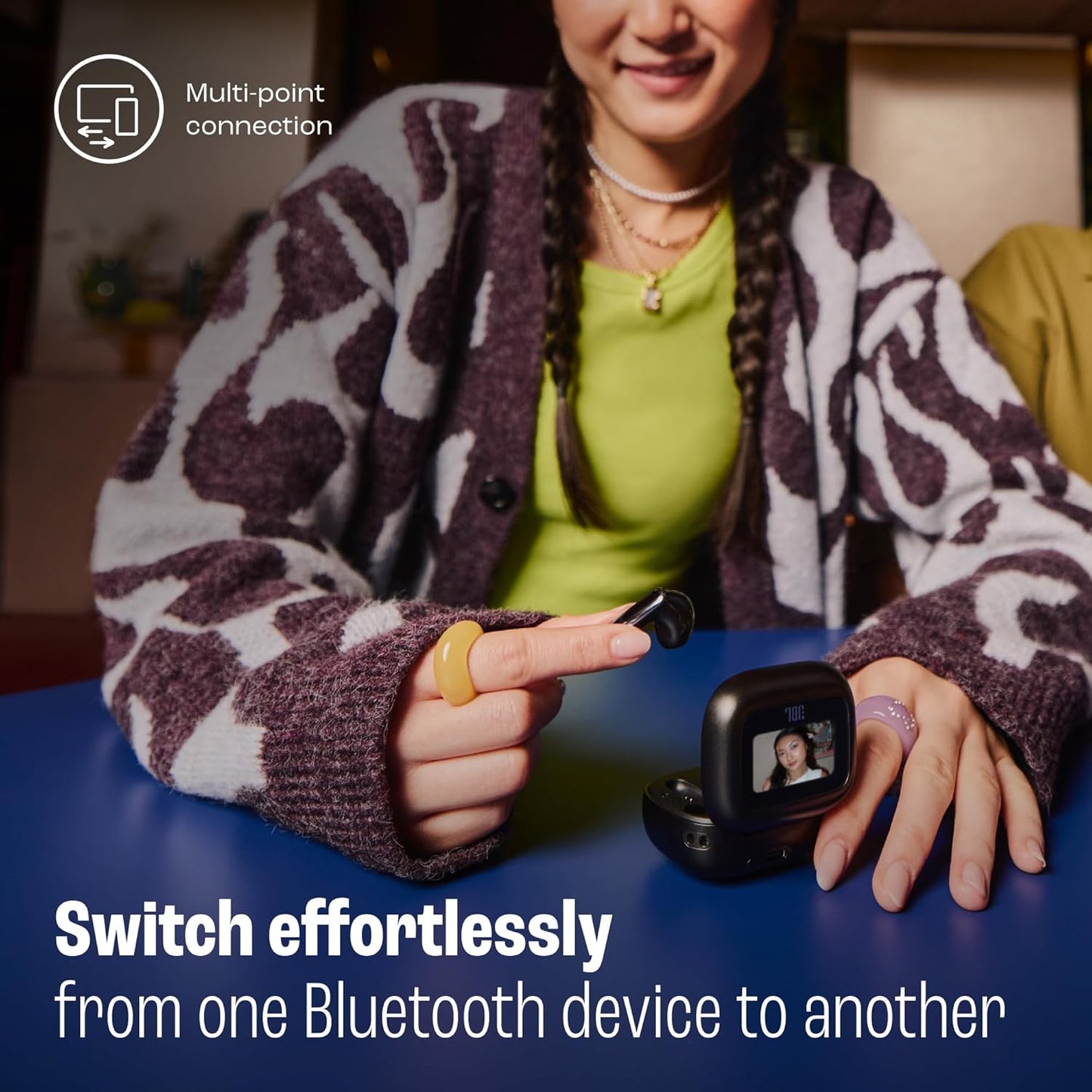 JBL Live Beam 3 - True Wireless Noise-Cancelling Closed-Stick Earbuds, 48Hrs Total Playback, Wireless Charging, 6 Mics for Perfect Calls, Multi-Point Connection, IP55 Waterproof and dustproof