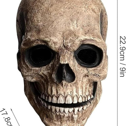 Skull Mask Moving Jaw,Realistic Halloween Mask for Men,Scary Skeleton Grim Reaper Mask,Halloween Creepy Adult Skull Face Mask