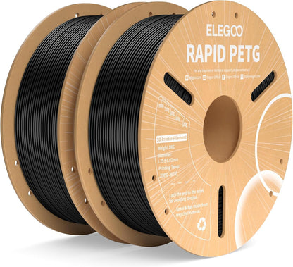 ELEGOO Rapid PETG Filament 1.75mm Black 1KG, 3D Printer Filament Max 600 mm/s High Speed Printing, Dimensional Accuracy +/- 0.02 mm Fit Most FDM Printer 1kg Cardboard Spool