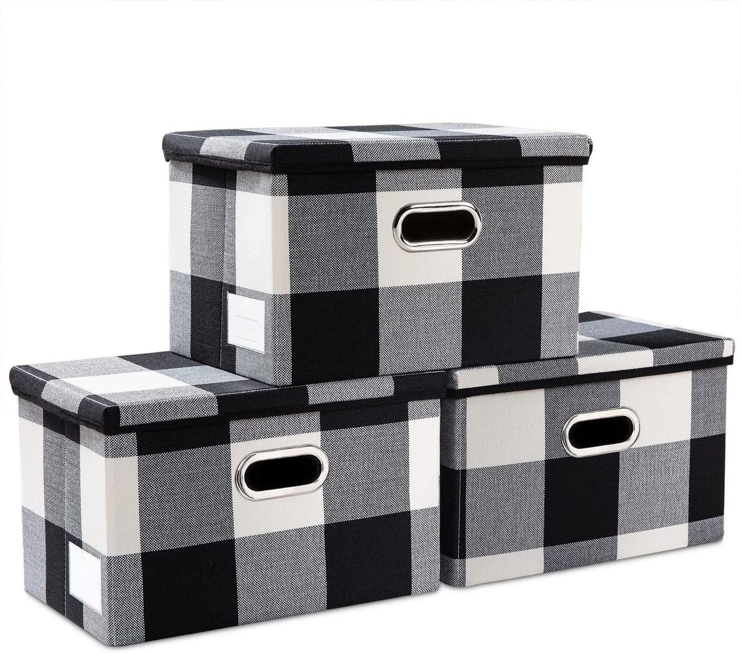 PRANDOM Large Foldable Storage Bin with Lid [1-Pack] Linen Fabric Decorative Storage Box Organizer Containers Basket Cube with Handles Divider for Bedroom Closet Office Living Room (17.7x11.8x11.8")