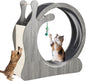 95cm Large Wooden Cat Exercise Wheel, 3-in-1 Silent Cat Treadmill with Scratching Board & Play Balls, Anti-Slip Stable Indoor Cat Running Wheel, Wear-Resistant Fitness Toy for All Breeds Indoor Cats
