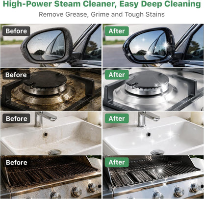 New Upgraded Chemical-Free Cleaning for Cars, Kitchen, Tiles, Bathroom Grout, Upholstery, 6 Level Adjustable, 310kPa, 108°C Handheld Portable Steam Cleaner With 15 pcs Accessories for Home