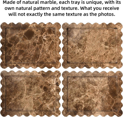HESHIBI Marble Decorative Tray, Square, 8x8 inches, Rosso Lepanto, Luxury Natural Stone, Bathroom Vanity, Dresser Top, Kitchen Sink, Trinket Ring Tray