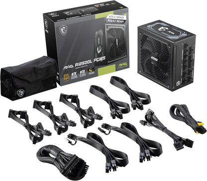 MSI MAG A750GL PCIE 5 Gaming Power Supply - Full Modular - 80 Plus Gold Certified 750W - Compact Size - ATX PSU - PuriLite