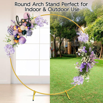 JEBUTU Balloon Arch Stand Metal Round Backdrop Stand Circle Balloon Arch Frame Wedding Arches 6.5FT for Ceremony Birthday Party Baby Shower Decoration