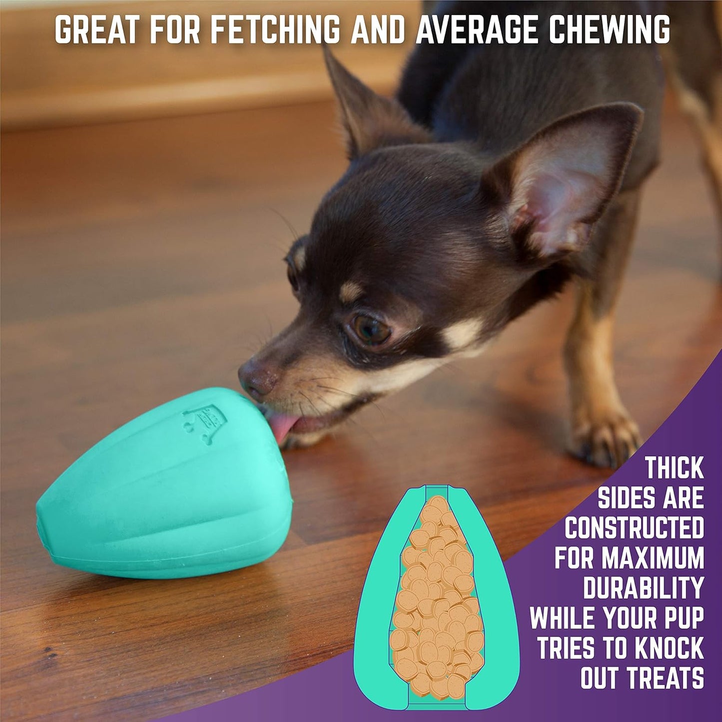 Chew King Premium Treat Dog Toy, L, Extremely Durable Natural Rubber Toy, Pack of 2