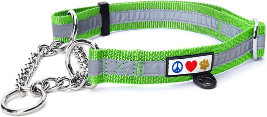 Pawtitas Chain Martingale Dog Collar Puppy Collar Reflective Dog Collar Training Dog Collar Behavioral Dog Chain Collar Collar Medium Dog Collar Green Dog Collar