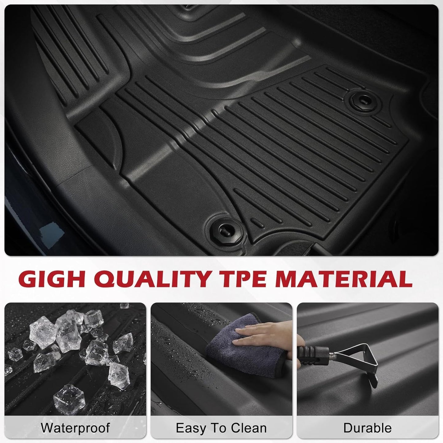 AOMSAZTO Floor Mats & Trunk Mat for 2024 2025 Chevy Equinox EV (Non Fuel),TPE All Weather Protection 2 Rows Car Floor Liners with Cargo Liner for Chevrolet Equinox EV (Non Fuel)