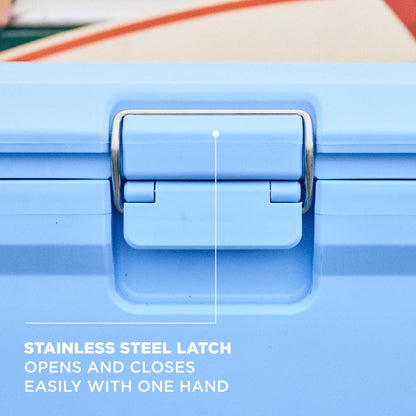 Coleman Pro Heavy-Duty Ultra-Light Premium Hard Cooler, 92/74/36-Can Capacity, Extra-Thick Insulation Keeps Ice up to 5/4/3 Days, 55-Quart Wheeled Cooler or 45/25 qt (No Wheels), Blue Sky
