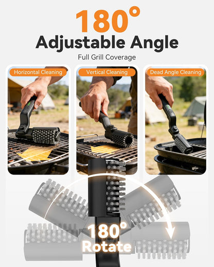Electric Grill Brush Cordless Rechargeable BBQ Cleaner | 180° Adjustable Head, 2600mah High-Torque Power Rotary, 150Mins Runtime, For Outdoor Barbecue Grates