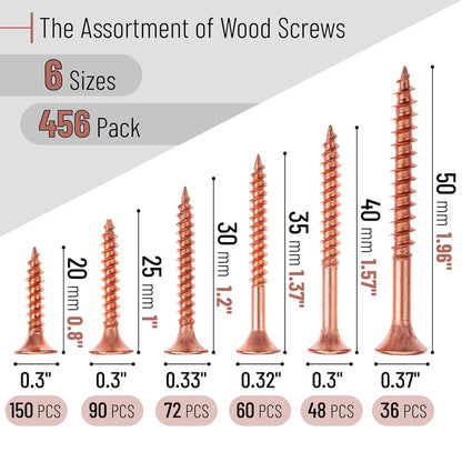 Mr. Pen Wood Screws Assortment Kit, 152 Pcs, Phillips Tips, Wood Screws, Screws, Assorted Screws, Screws Set, Flat Head Screws, Assorted Wood Screws, Screws Assortment, Screw Set Assortment