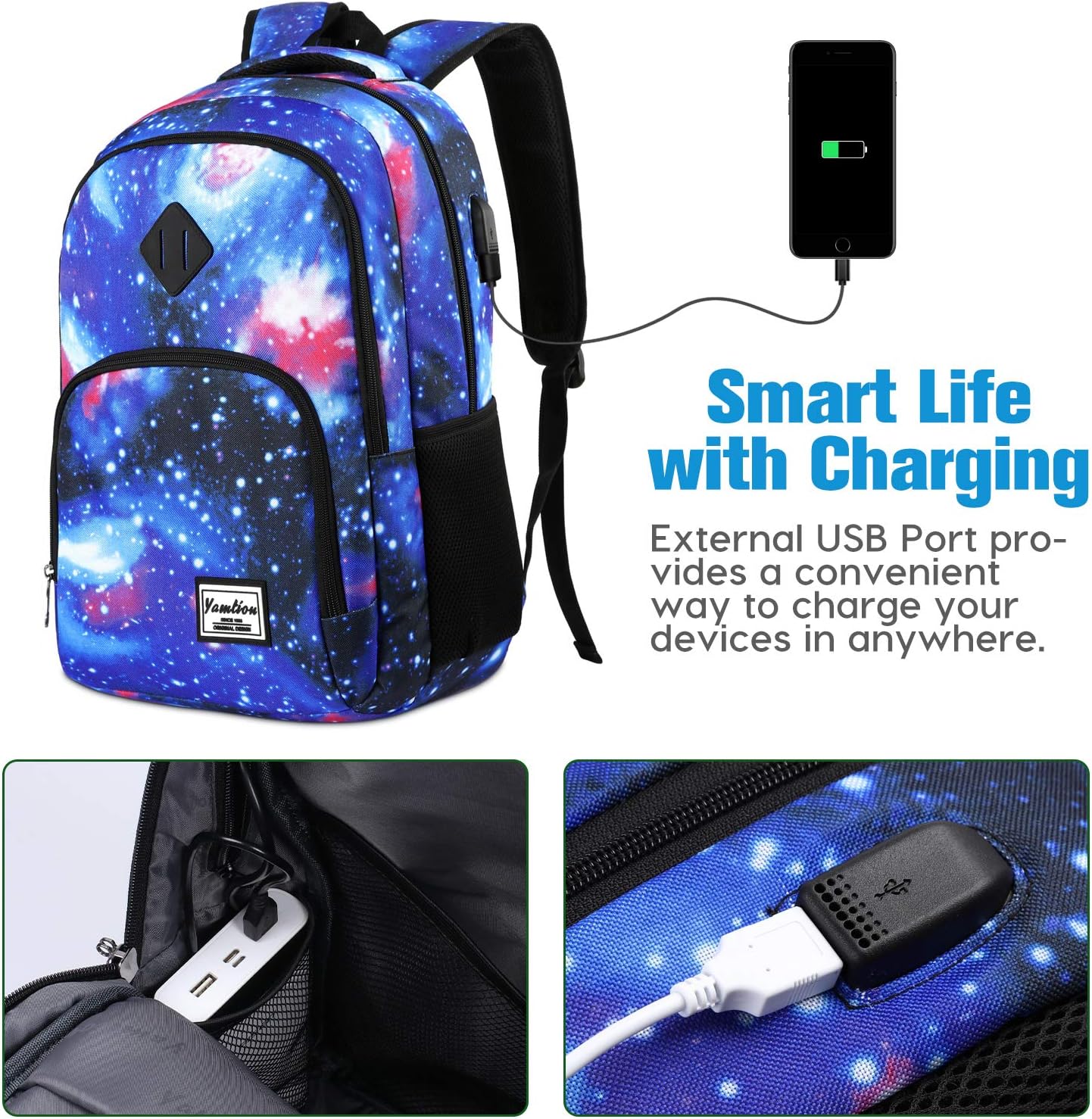 Backpack for Teen Girls,Boys School Backpack for Women with USB,College Backpack,Big Flower