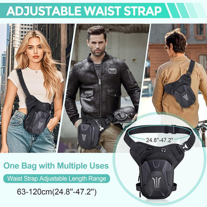 BKNOOU Drop Leg Bag for Men Women Motorcycle Leg Bags Tactical Thigh Bag with Removable Leg Straps Waterproof Fanny Pack Outdoor Leg Pouch for Running Hiking Climbing Cycling Fishing Travel Riding