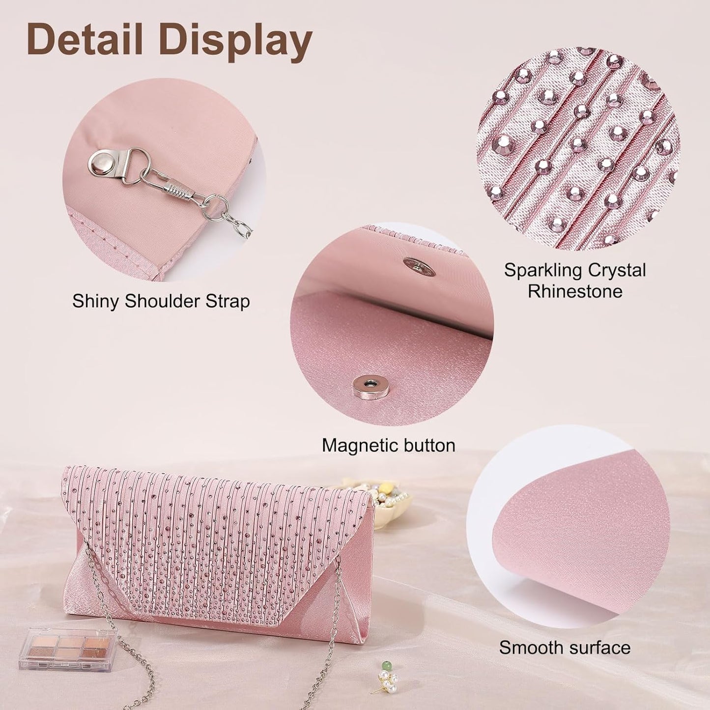 DTGN Evening Bags Clutch Purses for Women Formal, Purse Handbag Crossbody Bag Rhinestone Shoulder Bag for Wedding Party