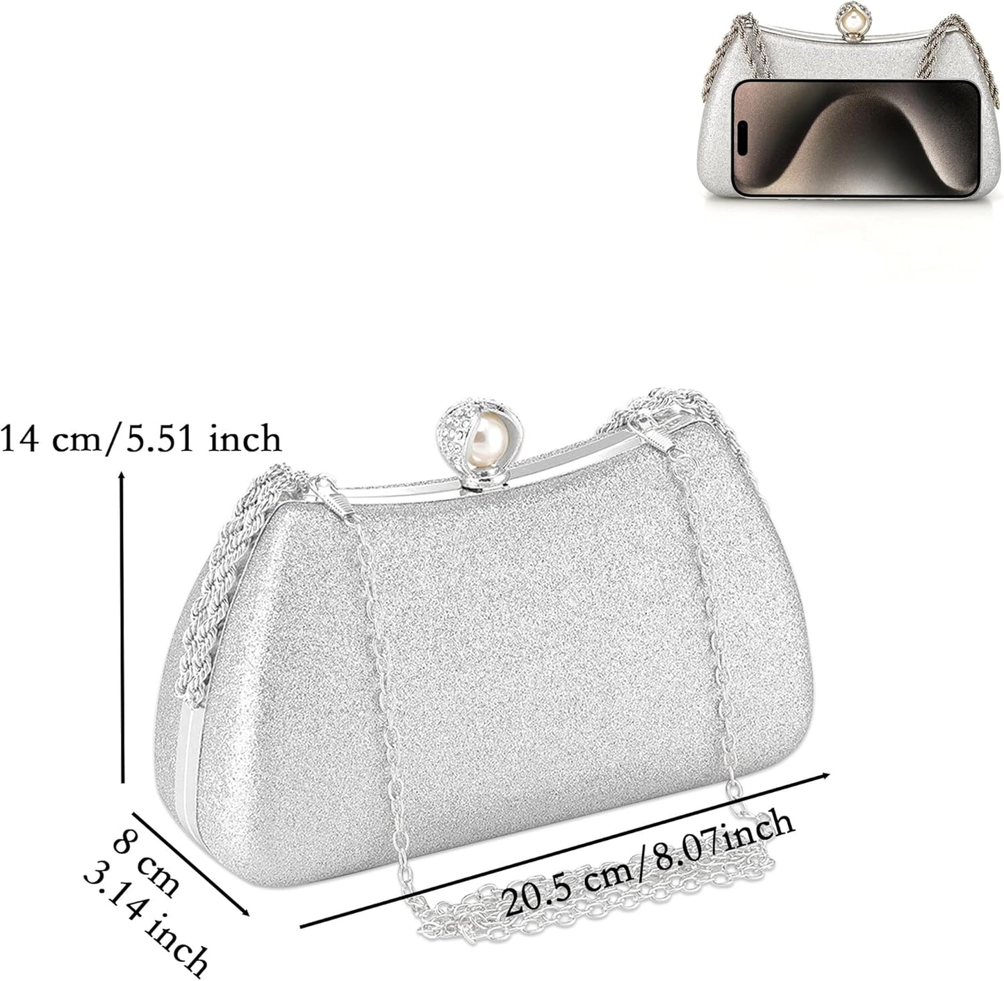 Buric Evening Clutch Bag for Women Glitter Shiny Dress Purse Wedding Bride Handbags Evening Clutches for Cocktail Party