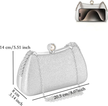 Buric Evening Clutch Bag for Women Glitter Shiny Dress Purse Wedding Bride Handbags Evening Clutches for Cocktail Party