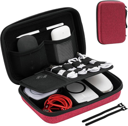 ProCase Hard Travel Electronic Organizer Case for MacBook Power Adapter Chargers Cables Power Bank Apple Magic Mouse Apple Pencil USB Flash Disk SD Card Small Portable Accessories Bag -L, Black