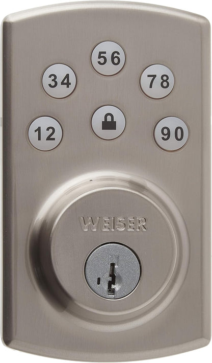 Weiser Powerbolt 3 Matte Black Keyless Entry Door Lock/Deadbolt Lock, 10-Button Keypad Door Lock with Auto Lock and 12-Month Battery Life, Electronic Door Locks for Front Door, Home Décor