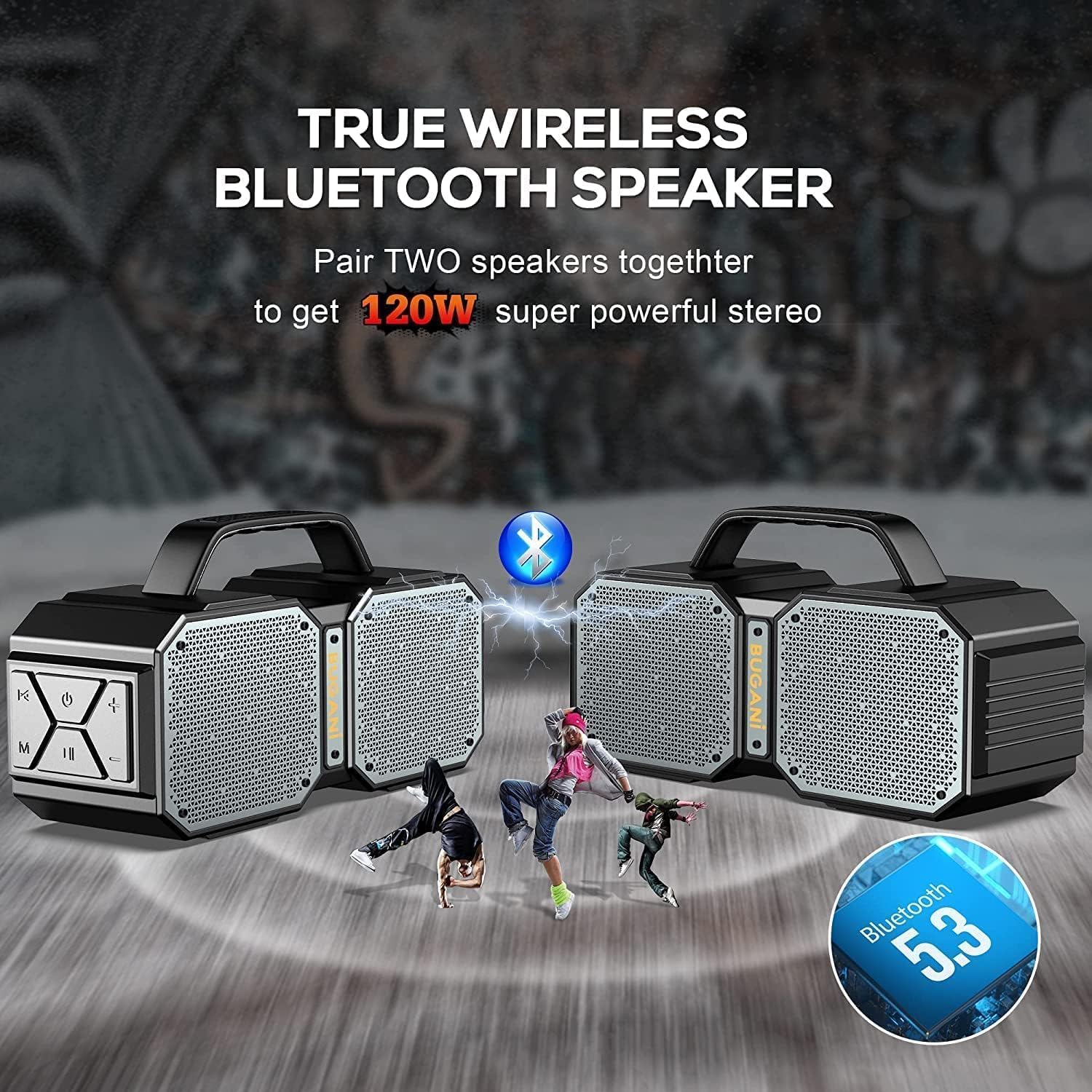 60W Waterproof Bluetooth Speaker with Stereo Pairing, 32-Hour Playtime, Power Bank Function, Bluetooth 5.3, AUX & TF Card, Portable Outdoor Party Speaker - PuriLite