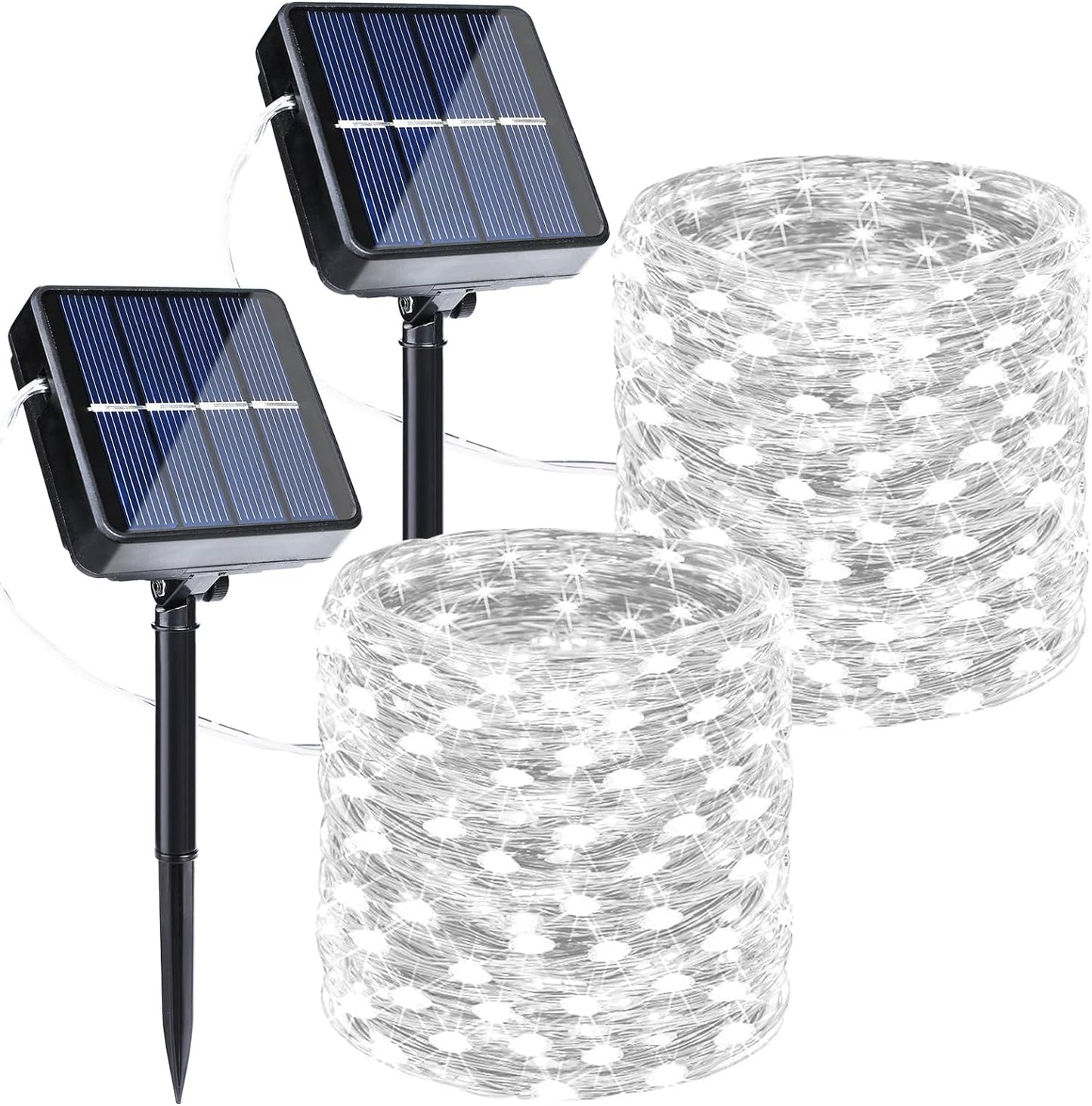 Joomer Solar String Lights Outdoor, 2Pack Total 80FT 240LED 8 Modes Solar Fairy Lights, Super Bright Waterproof Twinkle Lights for Tree, Patio, Garden, Outdoors (White)