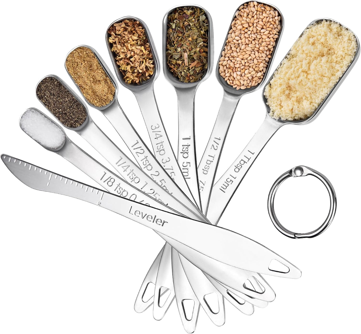 Measuring Cups, U-Taste Measuring Cups and Spoons Set of 15 in 18/8 Stainless Steel : 7 Measuring Cups and 7 Measuring Spoons with 2 D-Rings and 1 Professional Magnetic Measurement Conversion Chart