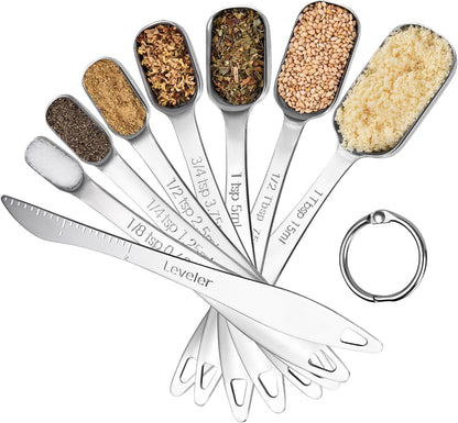 Measuring Cups, U-Taste Measuring Cups and Spoons Set of 15 in 18/8 Stainless Steel : 7 Measuring Cups and 7 Measuring Spoons with 2 D-Rings and 1 Professional Magnetic Measurement Conversion Chart