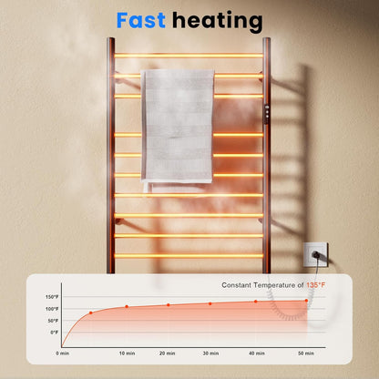 POPFLY Heated Towel Rack, Wall Mounted Electric Hot Towel Warmer, 4-Bar 304 Stainless Steel Small Heated Towel Warmer Rack for Bathroom with Timer and Temperature Control, Brushed