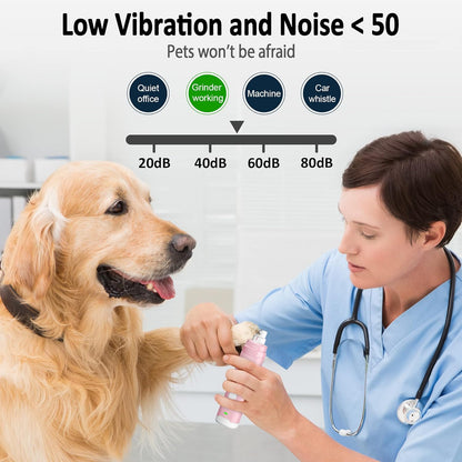 Casfuy Dog Nail Grinder with 2 LED Light for Large Medium Dogs - 3X More Powerful 2-Speed Electric Pet Nail Trimmer Rechargeable Quiet Painless Paws Grooming & Smoothing Tool