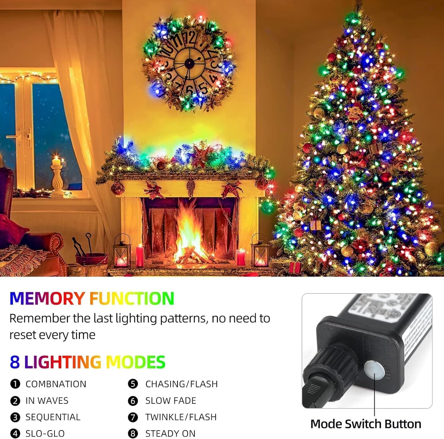 Tcamp 105FT 300 LED Purple Orange Halloween Decorations Lights Motion Activated Sync with 4 Scary Music, 6 Modes Halloween String Lights for Party Yard Outdoor Indoor Decor (3 Sets Connectable)