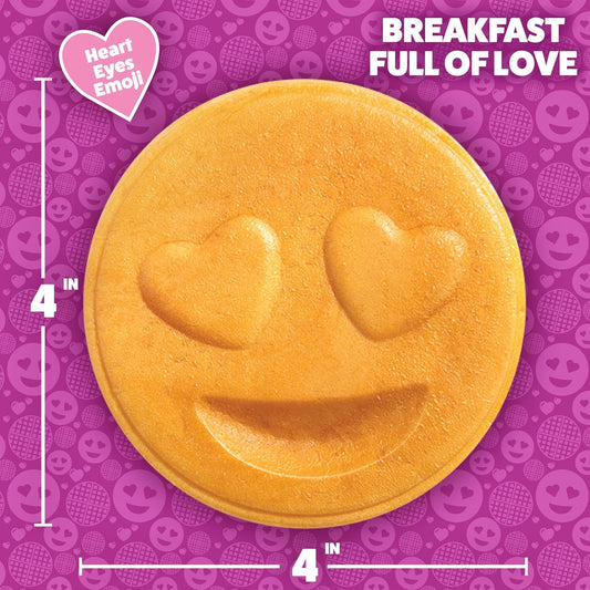 Heart Eyes Emoji Mini Waffle Maker- Make Breakfast Special w Cute Personal-Sized 4" Smiley Face Pancakes- Electric NonStick Baker Iron - PuriLite