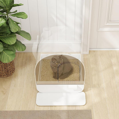 PawHut Large Cat Litter Box with Lid, Enclosed Kitty Litter Box with Slide-Out Tray, Scoop, Filter, Green