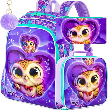 3pcs Backpack for Boys and Girls, 16” Kids Kindergarten Bookbag with Lunch Box, Cute Elementary Backpacks for Boy Girl