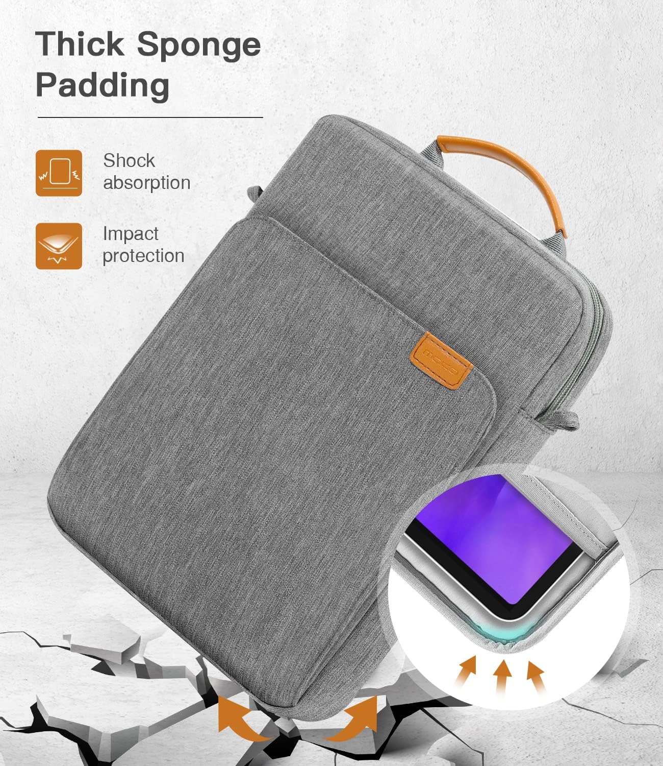 MoKo 13.3-14 Inch Laptop Sleeve Bag Fits MacBook Pro M3/M2 14" 2023, MacBook Pro 13" M2, New MacBook Air 13.6" M3/M2 2024/2022,Tab S8 Ultra 14.6",Handle Carrying Case with Shoulder Strap, Black & Gray - PuriLite