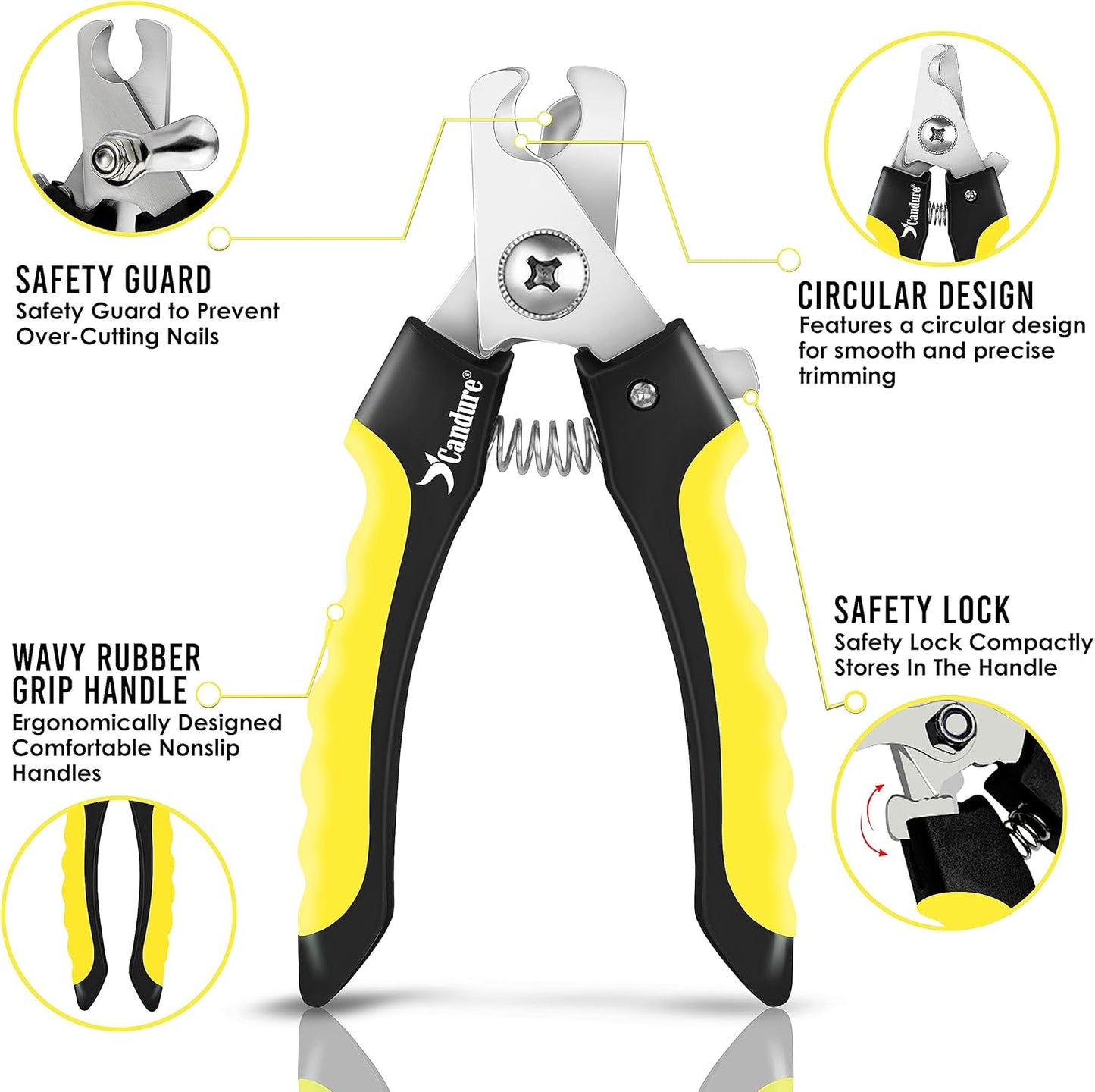 Candure Cat Nail Clippers Stainless Steel Cat Claw Trimmers for Rabbits,Guinea Pigs, Birds, Puppies, Kittens and Small Animals- Pet Nail Clippers for Professional and Home Use (Black)