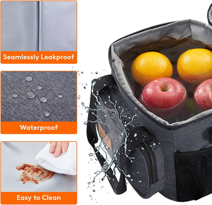 Lifewit Large Lunch Bag for Adults, 24-Can 15L Insulated Lunch Box Leakproof Soft Cooler Cooling Tote for Men Women, Waterproof Reusable Cooler Bags for Work Office Outdoor Picnic Camping, Black