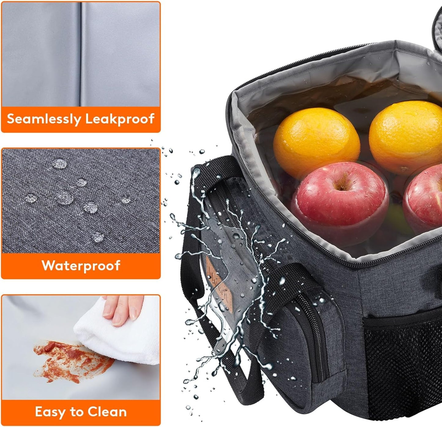 Lifewit Lunch Bag for Men, Insulated Lunch Box Leakproof Soft Cooler Cooling Tote for Adult Women, Waterproof Reusable Lunch Bags for Work Office Outdoor Picnic Camping, Black, 12-Can (9L)