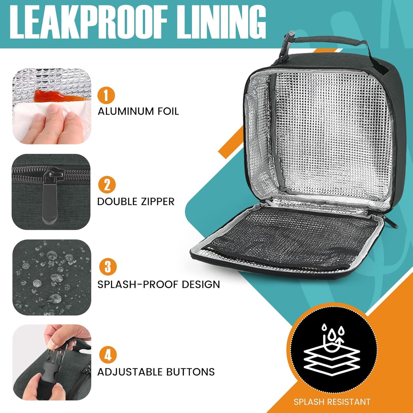 Lunch Bag for Men/Women, Reusable Lunch Box for Adult, Small Insulated Lunch Box, Lunch Tote Bag for Office, Work, Picnic