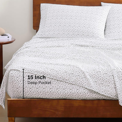 Lane Linen 100% Organic Cotton Queen Sheet Set, 4-Piece Percale Bed Sheets for Queen Bed - Soft, Breathable, Hypoallergenic, Deep Pocket Fits Mattress Up to 15" Deep, Hotel Quality Sheets - White