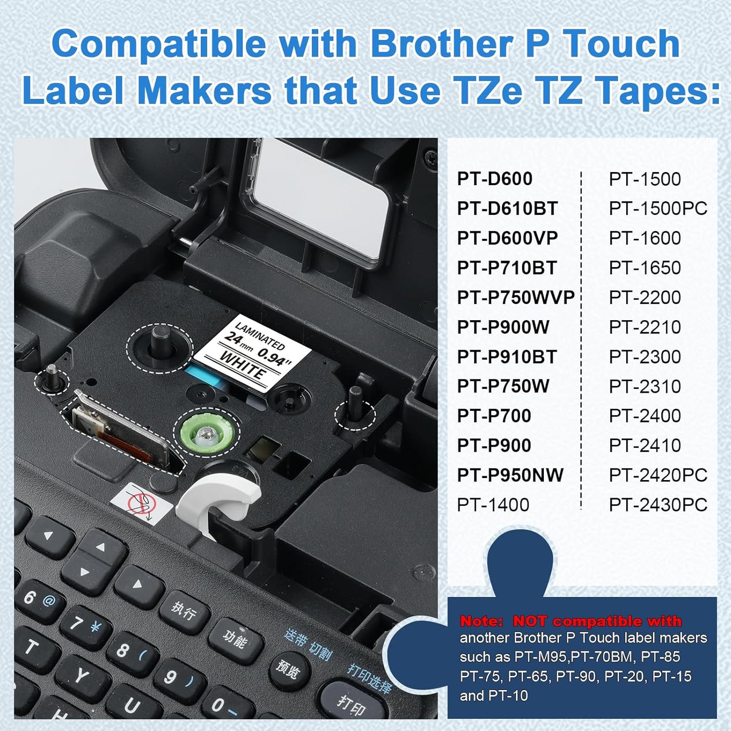5 Pack Compatible with Brother Label Maker Tape P Touch TZe TZ Tape 12mm 0.47'' Laminated White TZe-231 TZ 231 Label Tape for Brother P-Touch PT-H110 PT-D210 PT-D600 PT-D400AD PT-1290