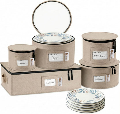 Hard Shell China Storage Containers | Dish Storage Boxes | Moving Storage Containers | Dinnerware Organizer Set | Seasonal Storage Solutions - PuriLite