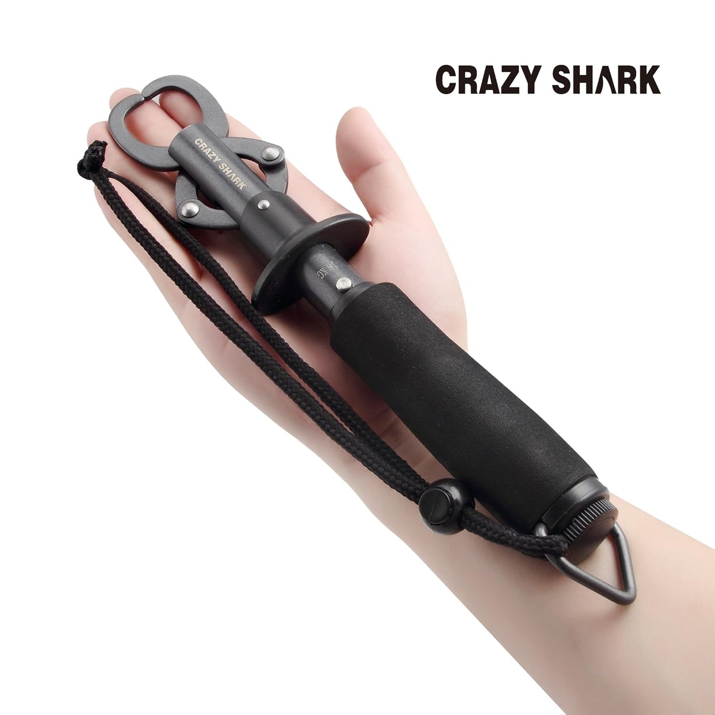 Crazy Shark Portable Stainless Steel Fish Lip Grabber Gripper Grip Tool Fish Holder Tackle EVA Handle 40lbs (Dark Gray)