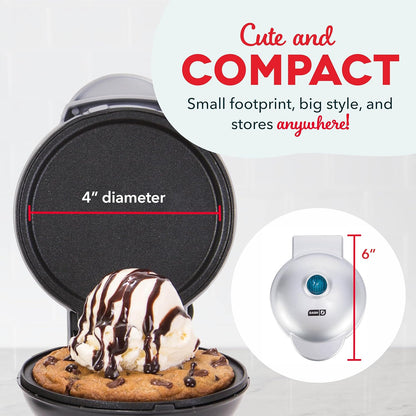 DASH Mini Maker Electric Round Griddle for Individual Pancakes, Cookies, Eggs & Other on The go Breakfast, Lunch & Snacks with Indicator Light + Included Recipe Book - White