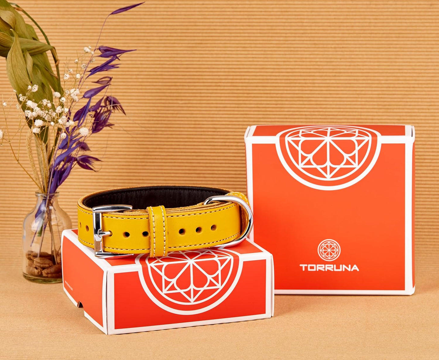 TORRUNA Soft Leather Dog Collar | Dog Collars for Small, Medium and Large Dogs | Durable Heavy Duty Dog Collars