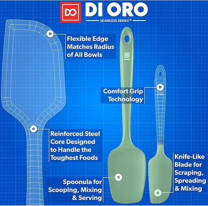 DI ORO Silicone Spatula Set - Rubber Kitchen Spatulas for Baking, Cooking, & Mixing - 600°F Heat-Resistant & BPA Free Silicone Scraper Spatulas for Nonstick Cookware - Dishwasher Safe (5pc, Black)