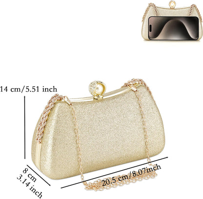 Buric Evening Clutch Bag for Women Glitter Shiny Dress Purse Wedding Bride Handbags Evening Clutches for Cocktail Party