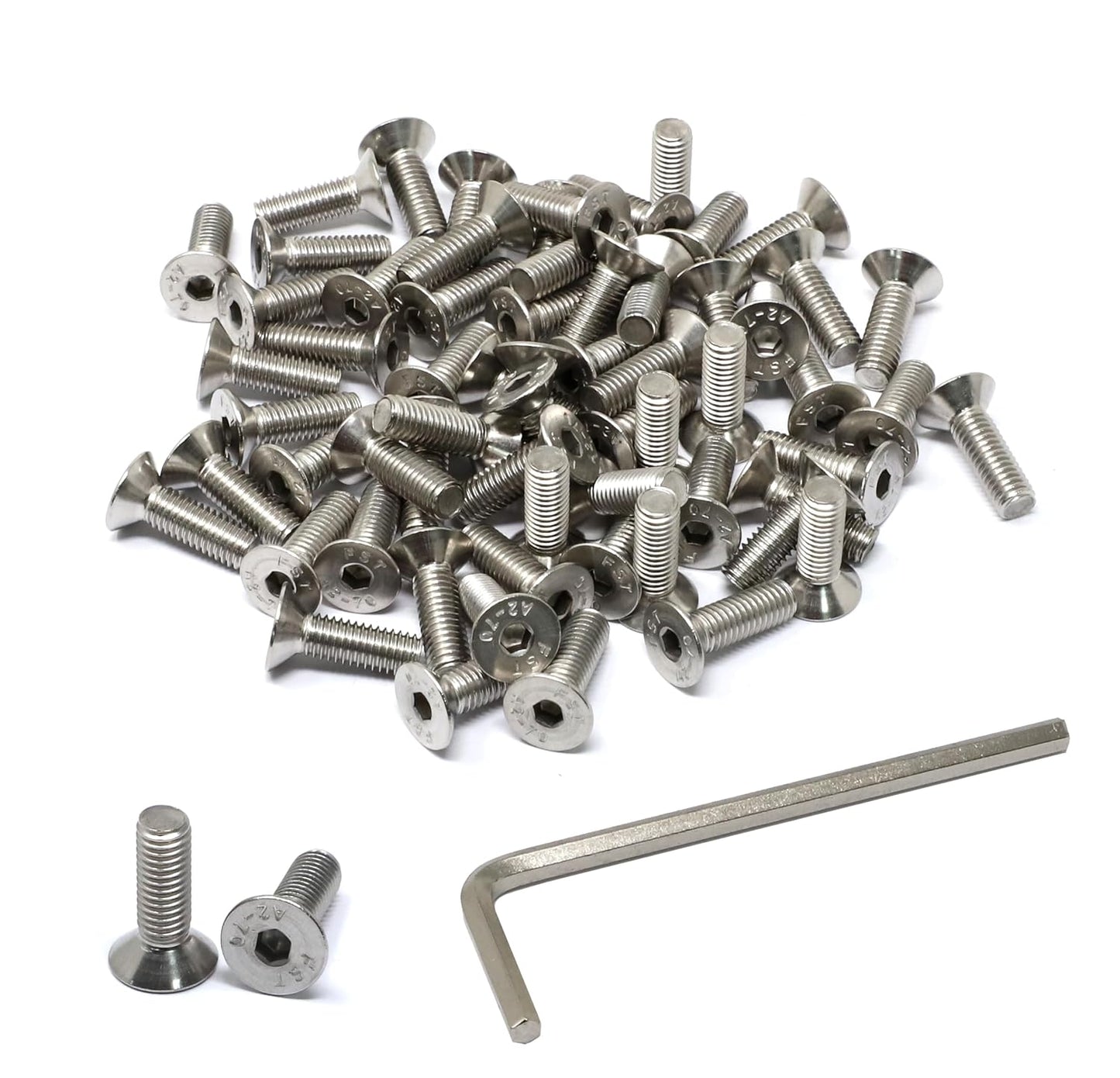 iexcell 5 Pcs M8 x 80mm Thread Pitch 1.25 mm Stainless Steel 304 Hex Socket Flat Head Cap Screws Bolts Kit
