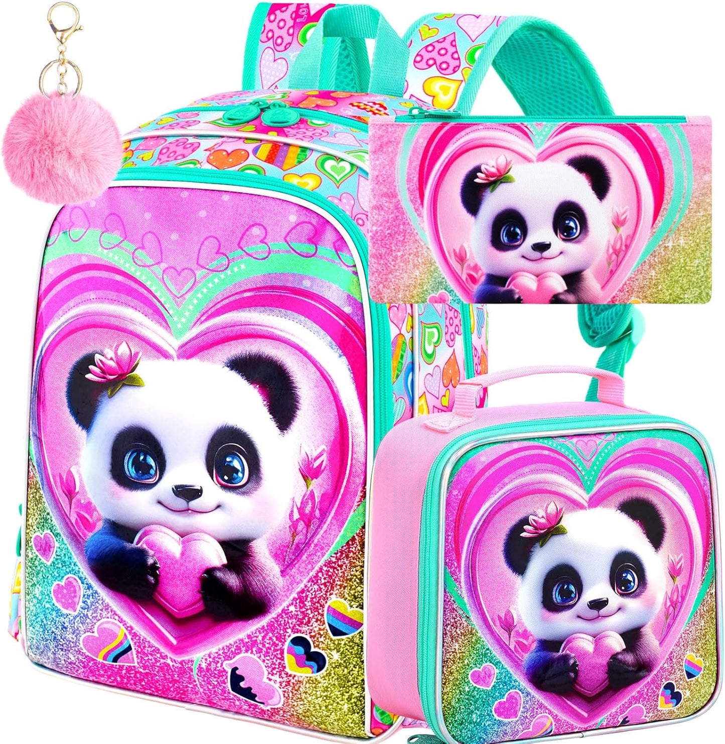 3pcs Backpack for Boys and Girls, 16” Kids Kindergarten Bookbag with Lunch Box, Cute Elementary Backpacks for Boy Girl