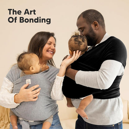 KeaBabies Baby Wrap Carrier - All in 1 Original Baby Carrier Newborn To Toddler Sling, Easy to Wear, Hands Free Bonding, Lightweight, Breathable Infant Wraps (Trendy Black)