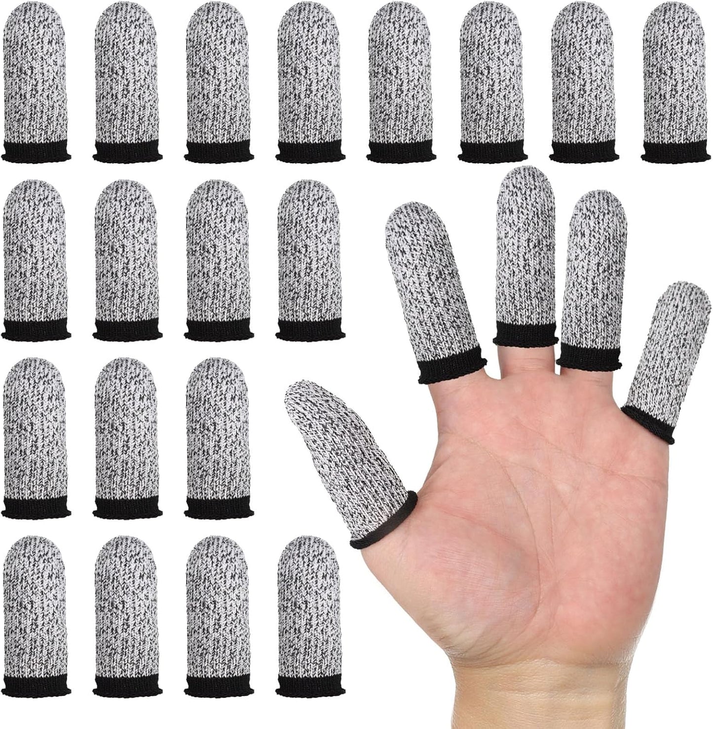 Finger Cots Cut Resistant Reusable Protector Finger Covers Finger Sleeves Finger Gloves Life Extender Thumb Protector for Kitchen, Work, Sculpture, Anti-Slip, DIP Working, Gardening (Grey) 20 PCS