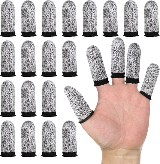 Finger Cots Cut Resistant Reusable Protector Finger Covers Finger Sleeves Finger Gloves Life Extender Thumb Protector for Kitchen, Work, Sculpture, Anti-Slip, DIP Working, Gardening (Grey) 20 PCS